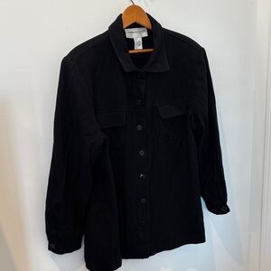 Vintage Fundamental Things 100% wool shirt/jacket, black, front pockets, size L